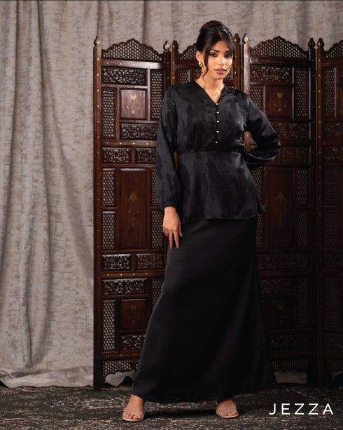 Satin Skirt & Textured Chiffon Top Set 62102